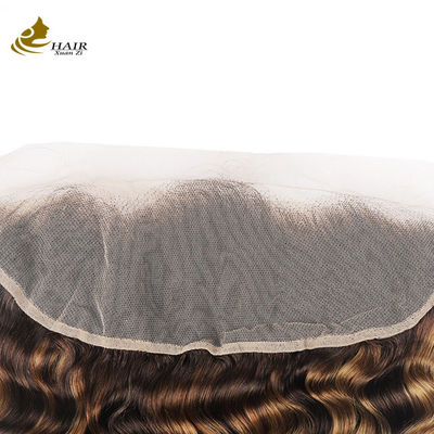 Pianoforte 4/27 Deep Wave Lace Chiusura frontale Capelli brasiliani Chiusura trasparente 13X4