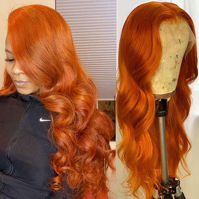 Orange Ginger Capelli umani Wave sciolti Perrucche anteriori in pizzo personalizzate