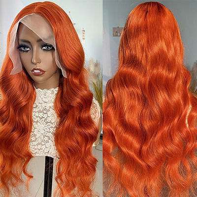 Orange Ginger Capelli umani Wave sciolti Perrucche anteriori in pizzo personalizzate