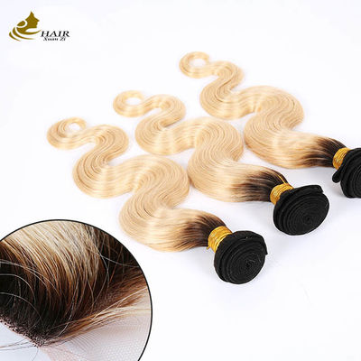 Brazilian Remy Human Hair Ombre Blonde Hair 3 Bundles 1b/613 Body Wave