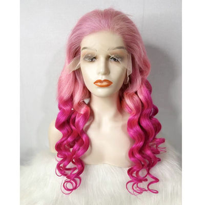 Pereggia di pizzo per capelli umani a onda libera di colore rosa personalizzata in vendita