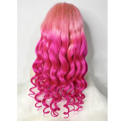 Pereggia di pizzo per capelli umani a onda libera di colore rosa personalizzata in vendita