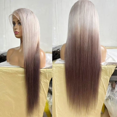 Nuova parrucca femminile Moda europea e americana Colore in gradiente in capelli lunghi e dritti Rilascianti marrone oro Testa di fibra chimica femminile