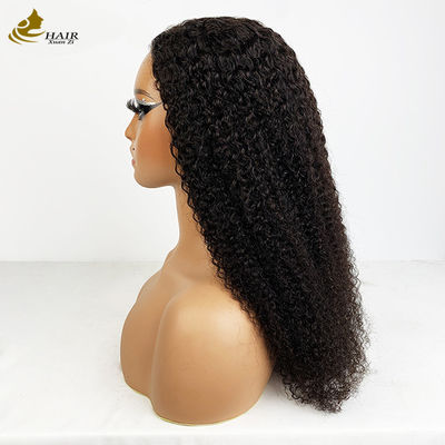 4*4 Frontale di pizzo capelli umani vergini naturali nero parrucche a riccioli con strisce antiscivolo