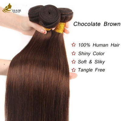 4# Colore cioccolato marrone fascio retto fascio di capelli umani tessuto