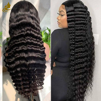 13*4 pizzo profondo ondulato riccio parrucche per capelli umani parrucche per capelli naturali neri vergini