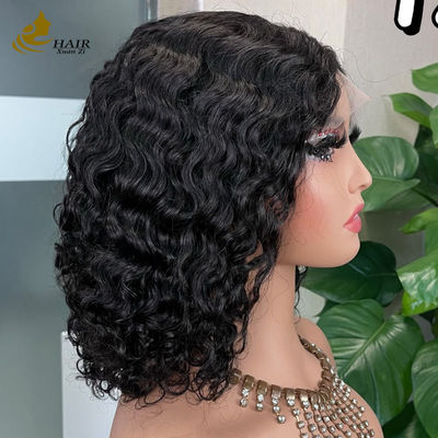 12 pollici senza adesivo 5 * 5 Frontale pizzo capelli umani parrucca onde d'acqua senza adesivo seta Top pieno pizzo parrucca