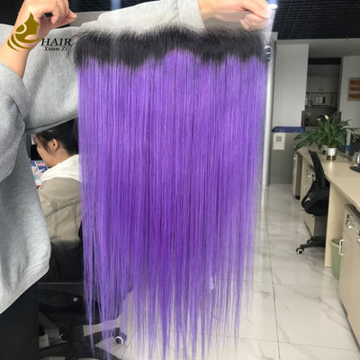 T1b/Purple Virgin Human Straight Hair 13*6 Chiusura frontale a pizzo con pizzo marrone chiaro