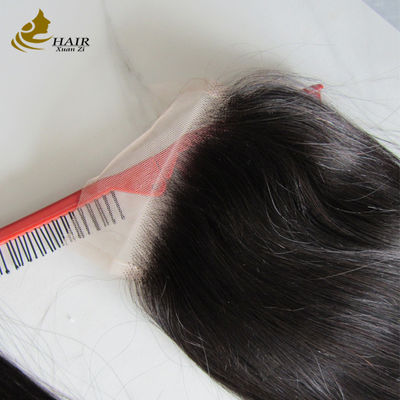 Trasparente 4*4 pizzo 20 pollici nero naturale capelli umani dritti pizzo chiusura in vendita
