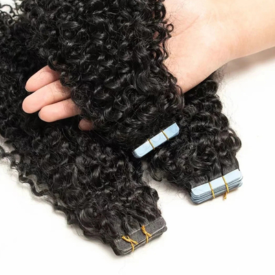 20 pollici di nastro naturale di onde d'acqua nera nelle estensioni di capelli umani
