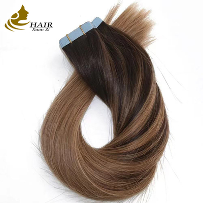 Colore personalizzato 100% vero capelli umani vergini Nastro in capelli estensioni di capelli umani dritti estensioni di capelli