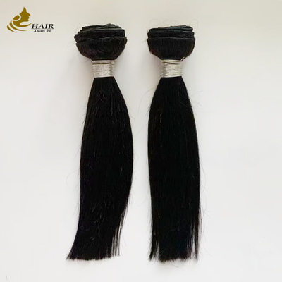 Capelli umani vergini da 10 pollici, neri, naturali, con chiusura da 10 pollici.