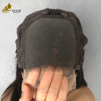 Parrucca frontale in pizzo 4*4 con capelli umani lisci neri naturali da 22 pollici