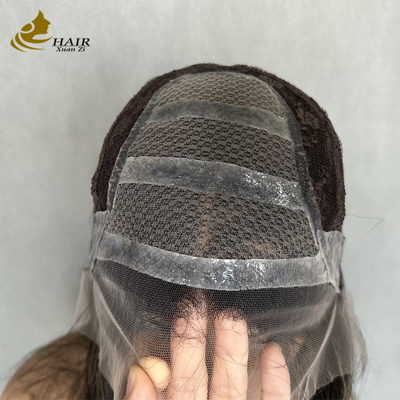 Capelli umani vietnamiti senza adesivo, parrucca con silicone