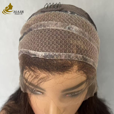 Capelli umani vietnamiti senza adesivo, parrucca con silicone
