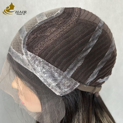 Capelli umani vietnamiti senza adesivo, parrucca con silicone