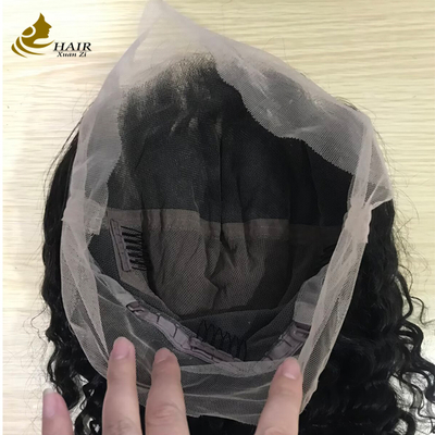 Factory Supplied 18inch Human Hair Lace Wig Natural Black Curl Full Lace Wig